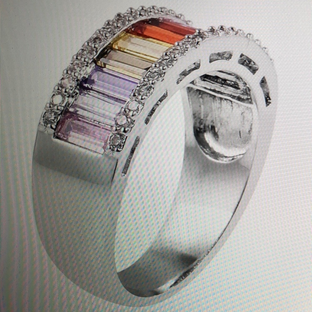 ART DECO STYLE BAND RING - Picture 3 of 4